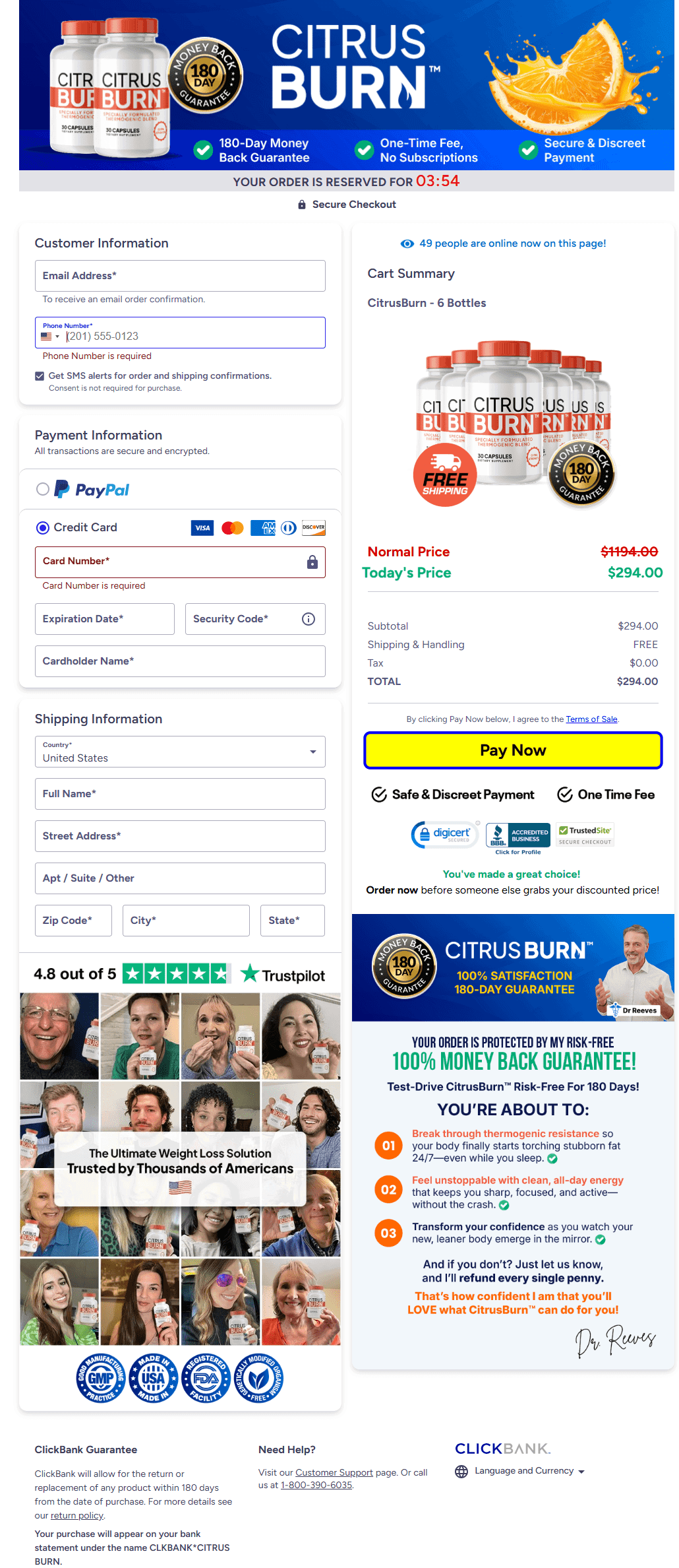 CitrusBurn CheckoutPage